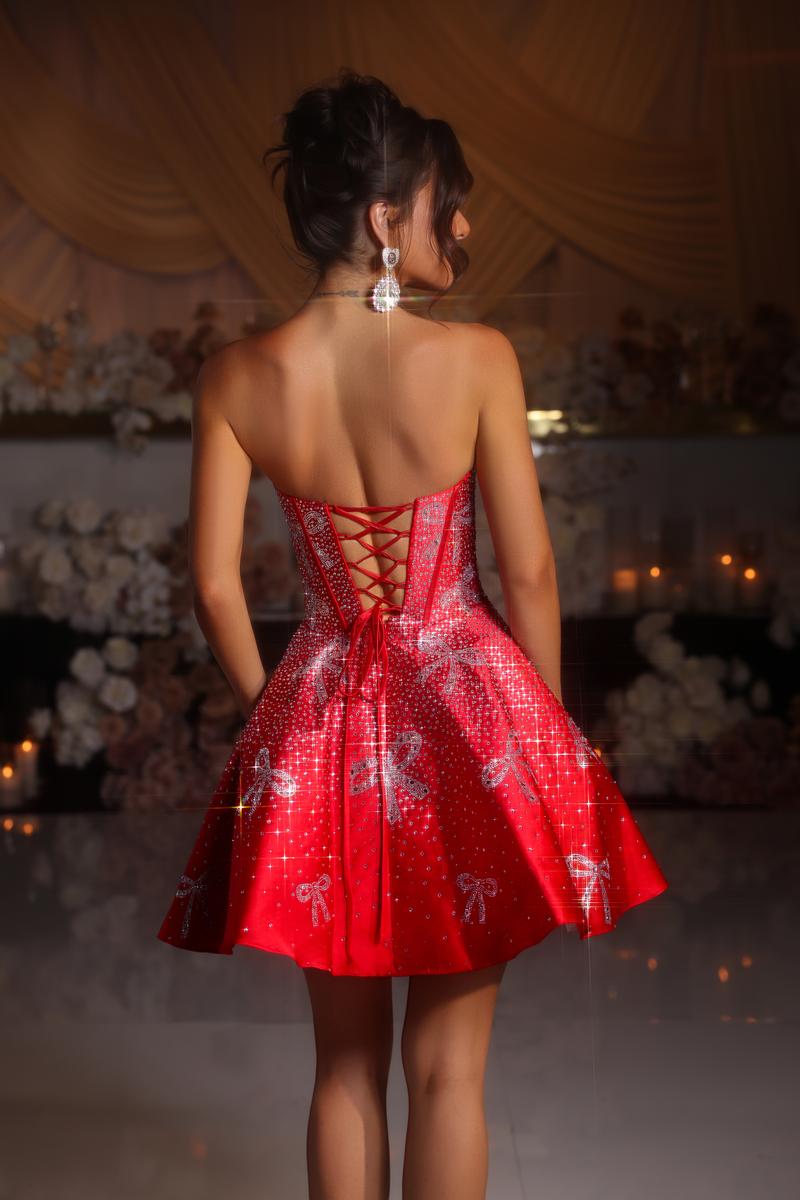 Portia and Scarlett A-Line Heat Stone Bow HoCo Dress PS25785