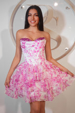 Portia and Scarlett Floral Print Corset HoCo Dress PS25798