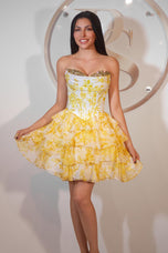 Portia and Scarlett Floral Print Corset HoCo Dress PS25798