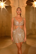 Portia and Scarlett Beaded Side Cut Out HoCo Dress PS25824C