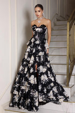 Portia & Scarlett A-Line Floral Print Prom Dress PS25960
