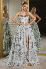 Portia & Scarlett A-Line Floral Print Prom Dress PS25960