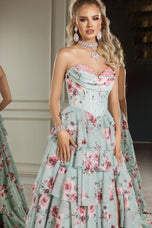 Portia & Scarlett A-Line Floral Print Prom Dress PS25960