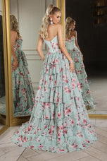 Portia & Scarlett A-Line Floral Print Prom Dress PS25960