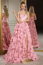 Portia & Scarlett A-Line Floral Print Prom Dress PS25960