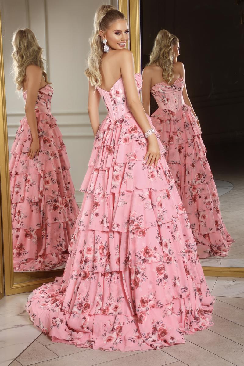 Portia & Scarlett A-Line Floral Print Prom Dress PS25960