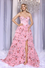 Portia & Scarlett A-Line Floral Print Prom Dress PS25960