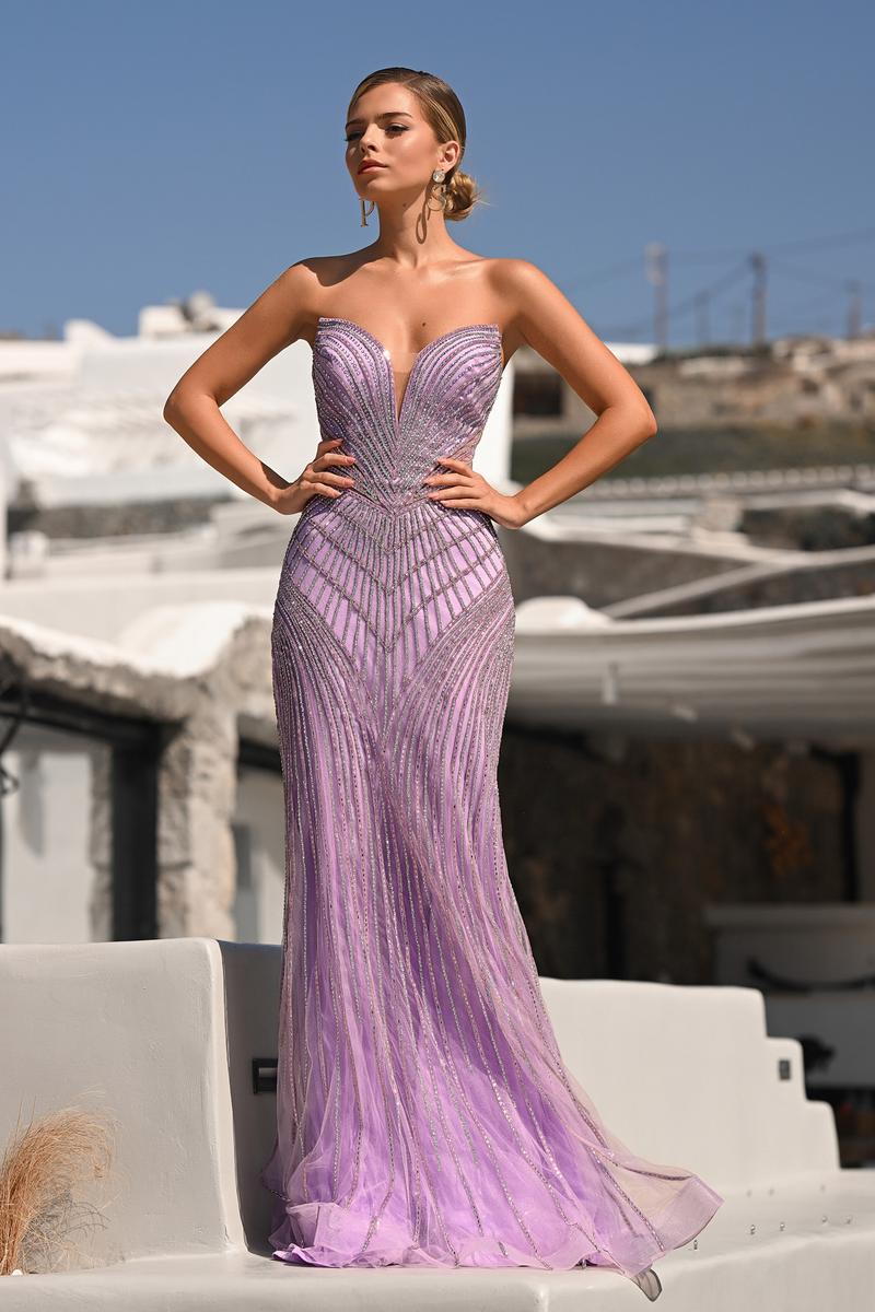 lilac beaded prom dress Lilac Mermaid Spaghetti Strap Beaded Chiffon Long Prom Dress Graduatio –  shinydress