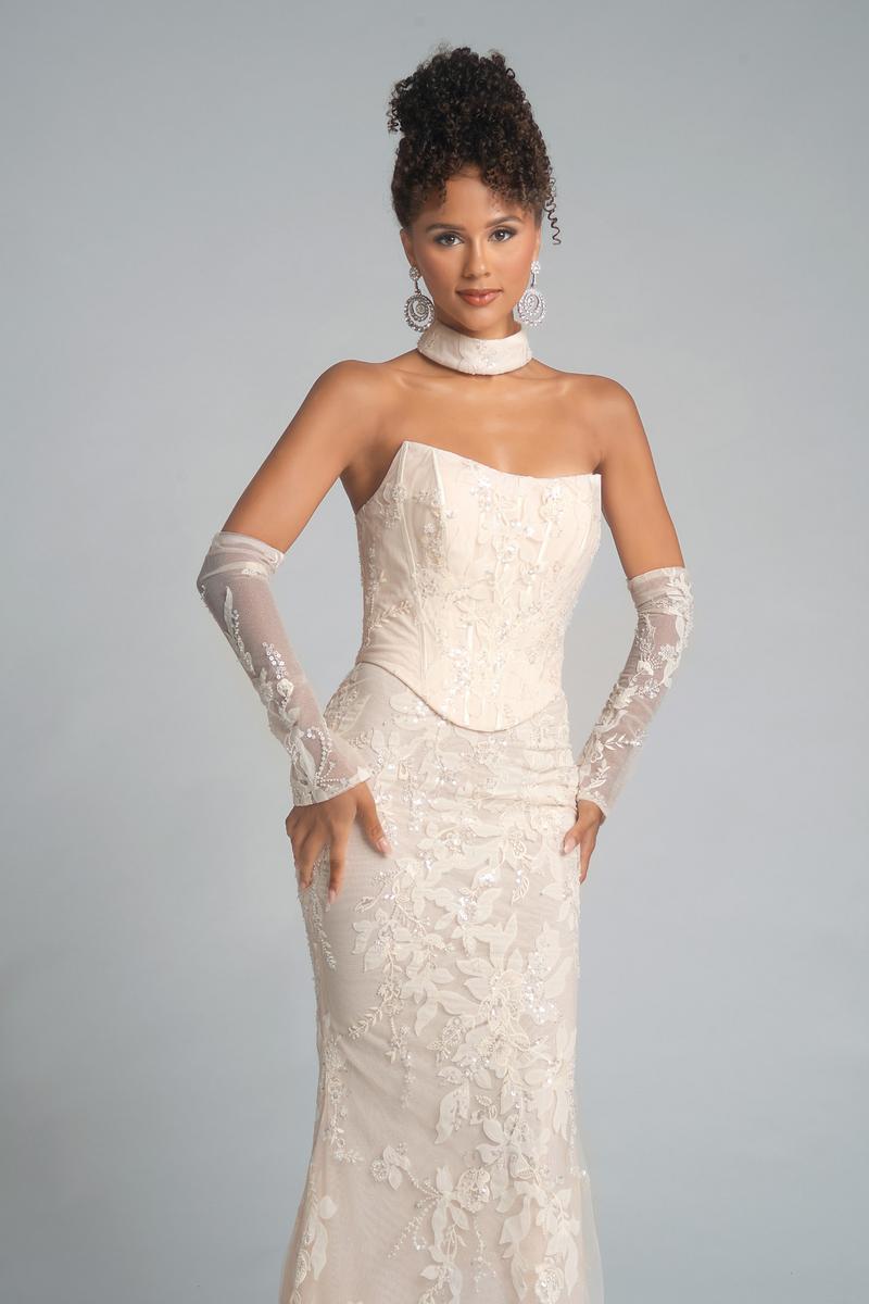 Portia & Scarlett Fitted Lace Prom Dress PS26005