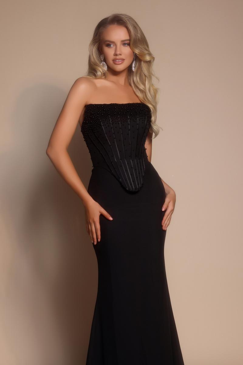 Portia & Scarlett Beaded Bodice Fitted Prom Dress PS26008