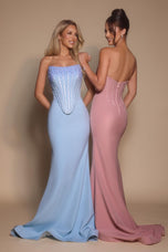 Portia & Scarlett Beaded Bodice Fitted Prom Dress PS26008