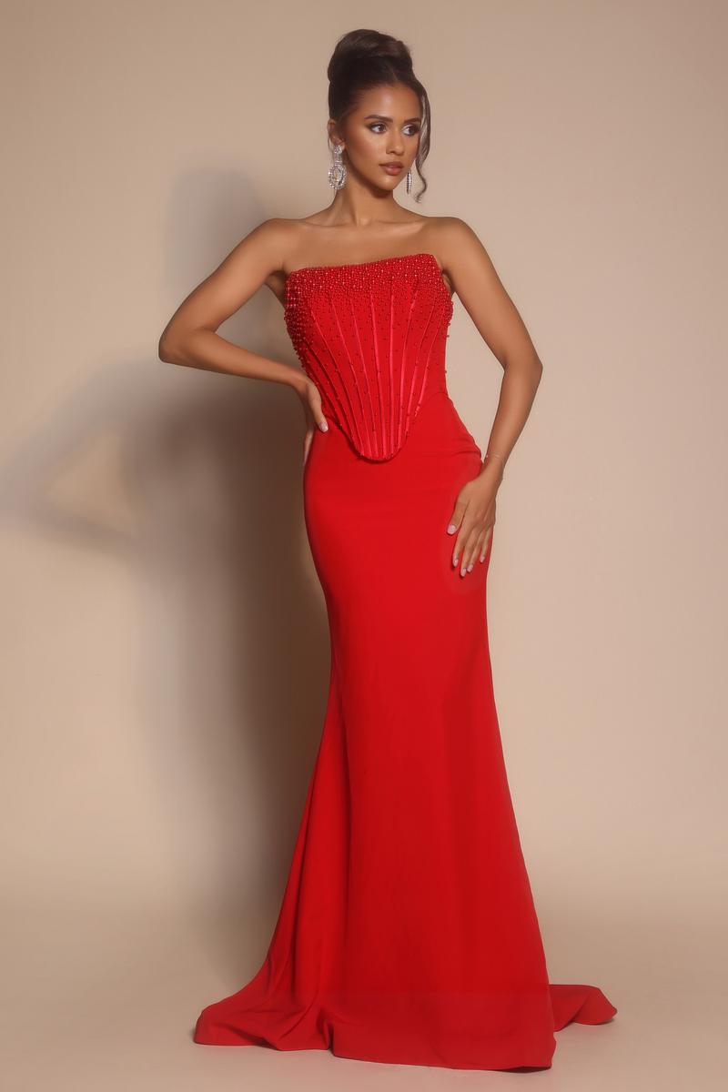 Portia & Scarlett Beaded Bodice Fitted Prom Dress PS26008