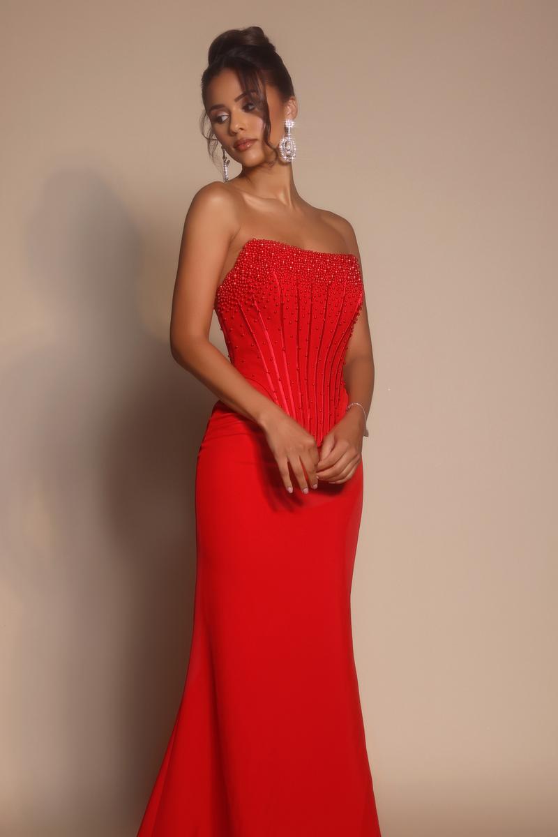 Portia & Scarlett Beaded Bodice Fitted Prom Dress PS26008