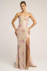 Portia & Scarlett Fitted Floral Embroidery Prom Dress PS26021