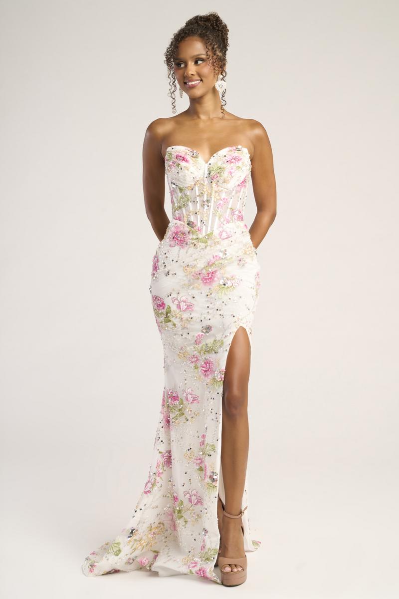 Portia & Scarlett Fitted Floral Embroidery Prom Dress PS26021