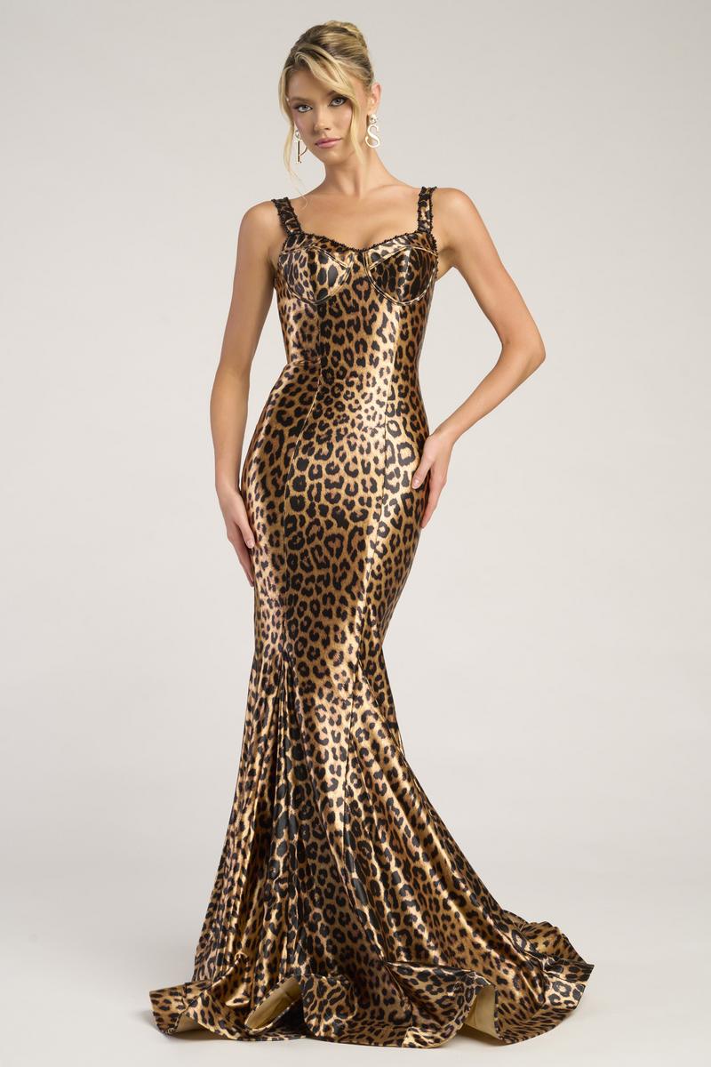 Portia & Scarlett Leopard Print Mermaid Prom Dress PS26023