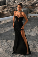 Portia & Scarlett Fitted Illusion Plunge Prom Dress PS26026