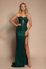 Portia & Scarlett Fitted Illusion Plunge Prom Dress PS26026