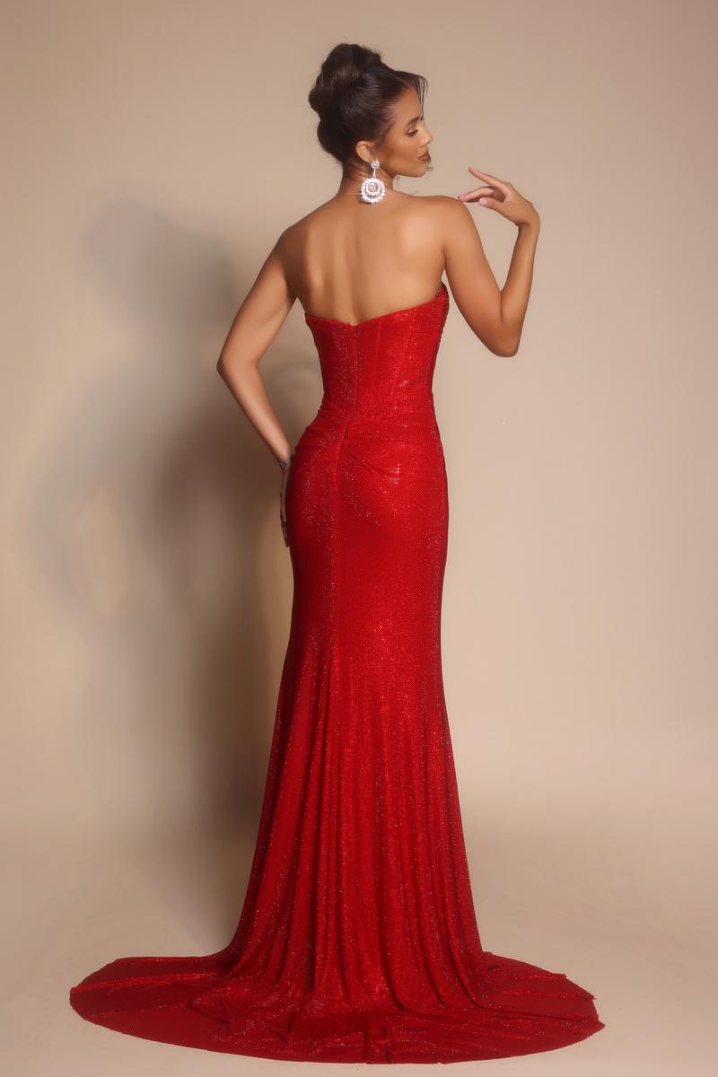 Portia & Scarlett Fitted Illusion Plunge Prom Dress PS26026