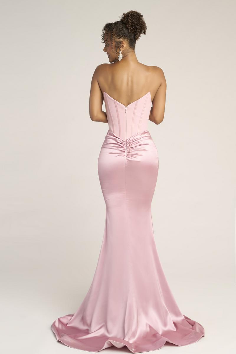 Portia and Scarlett Fitted Satin Corset Prom Dress PS26032 Portia and Scarlett Fitted Satin Corset Prom Dress PS26032