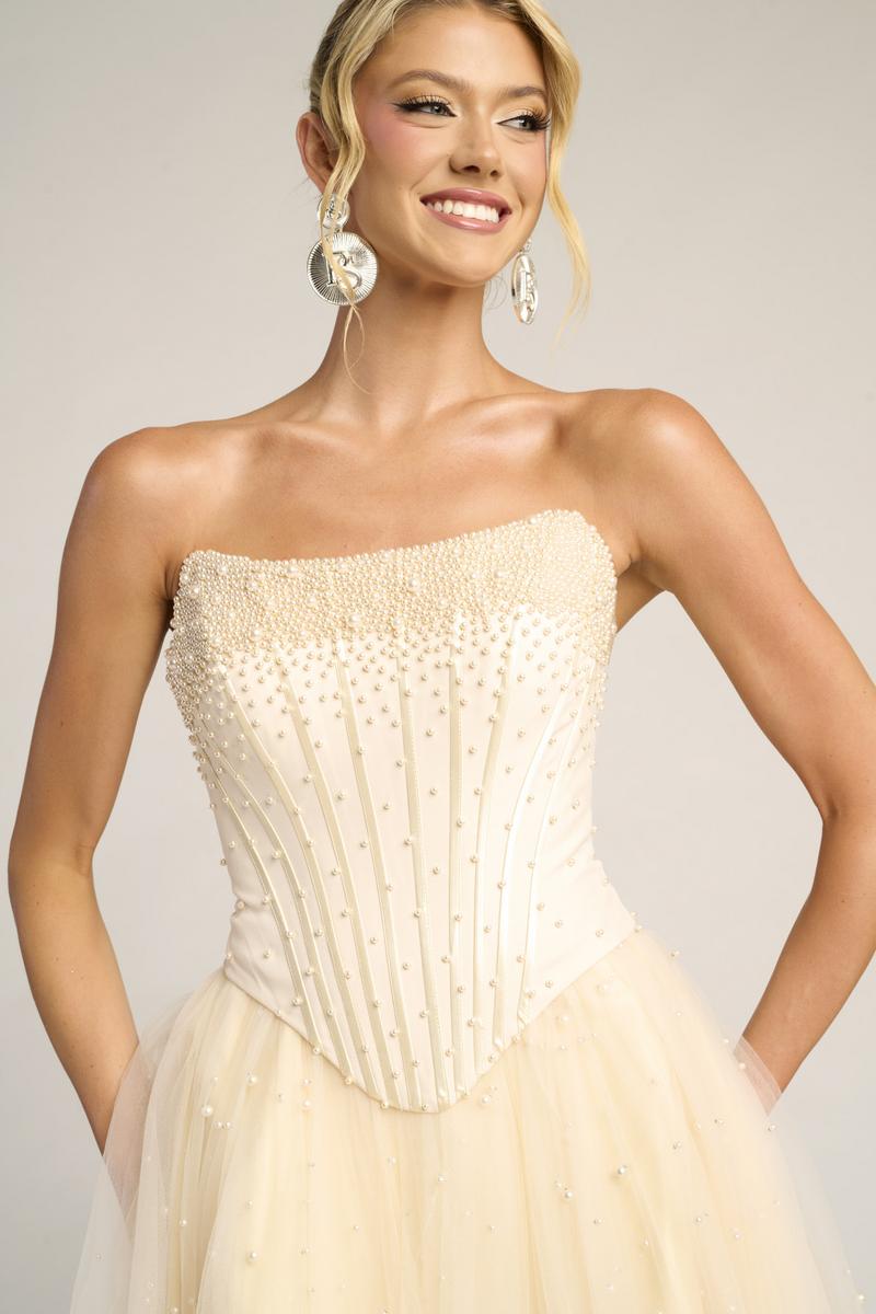 Portia and Scarlett Strapless A-line Corset Prom Dress PS26034