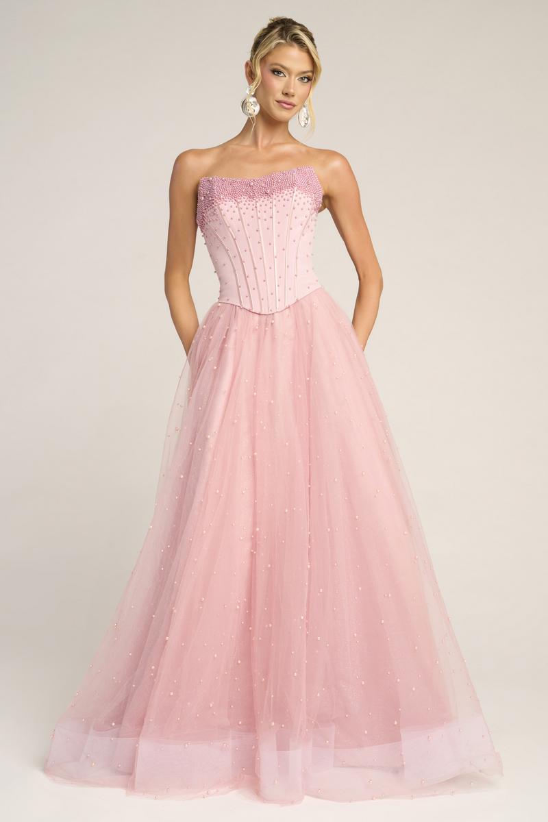 Portia and Scarlett Strapless A-line Corset Prom Dress PS26034