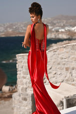 Portia and Scarlett Two Piece Corset Prom Dress with Scarf PS26042