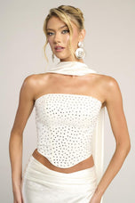 Portia and Scarlett Two Piece Corset Prom Dress with Scarf PS26042