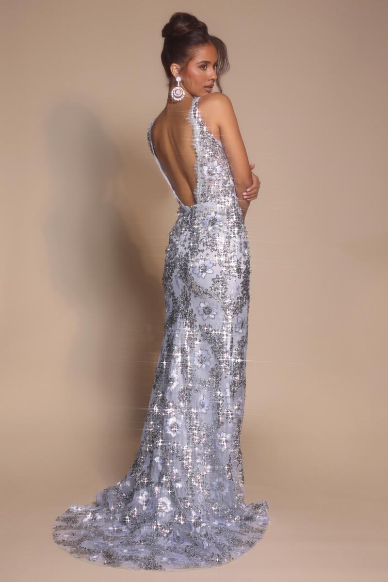 Portia and Scarlett Plunging Floral Lace Prom Dress PS26043