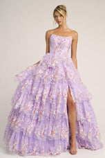 Portia and Scarlett Floral Corset Ball Gown Prom Dress PS26051