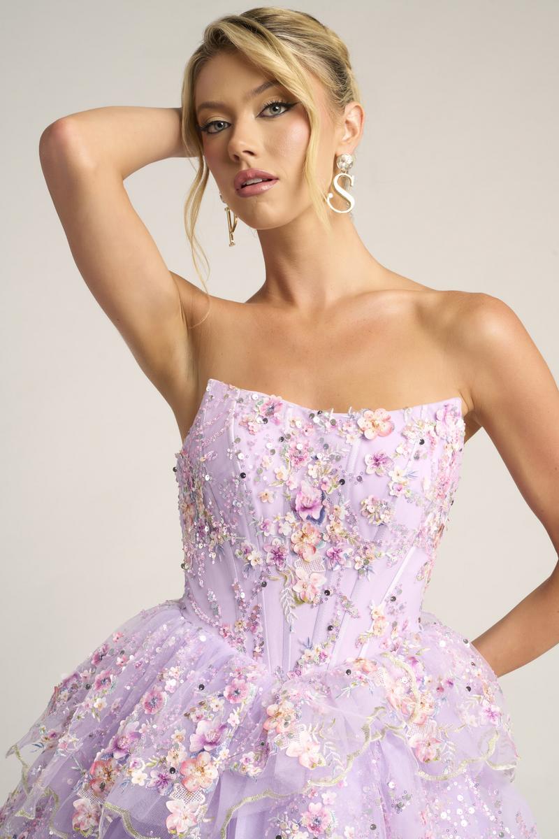 Portia and Scarlett Floral Corset Ball Gown Prom Dress PS26051