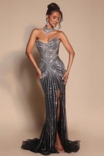 Portia and Scarlett Beaded Strapless Prom Dress with Choker PS26064