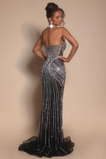 Portia and Scarlett Beaded Strapless Prom Dress with Choker PS26064