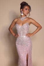 Portia and Scarlett Beaded Strapless Prom Dress with Choker PS26064