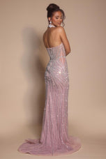 Portia and Scarlett Beaded Strapless Prom Dress with Choker PS26064