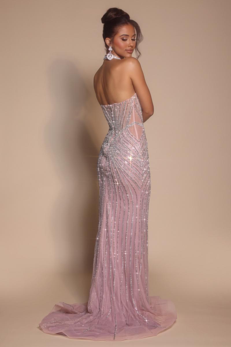 Portia and Scarlett Beaded Strapless Prom Dress with Choker PS26064