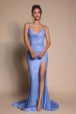 Portia and Scarlett Cowl Neck Open Back Prom Dress PS26068