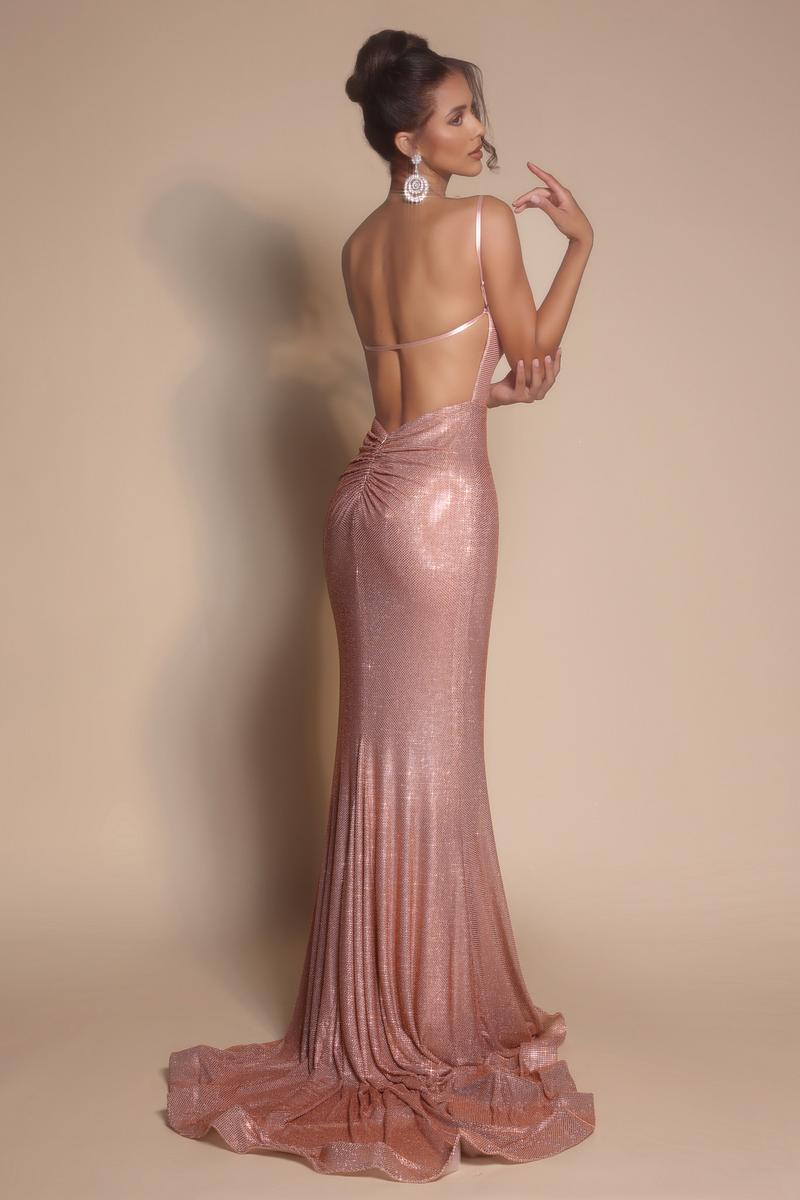 Portia and Scarlett Cowl Neck Open Back Prom Dress PS26068