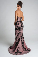 Portia and Scarlett Strapless Beaded Floral Prom Dress PS26074