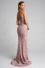 Portia and Scarlett Strapless Beaded Floral Prom Dress PS26074