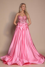 Portia and Scarlett Rhinestone Bow A-line Prom Dress PS26077