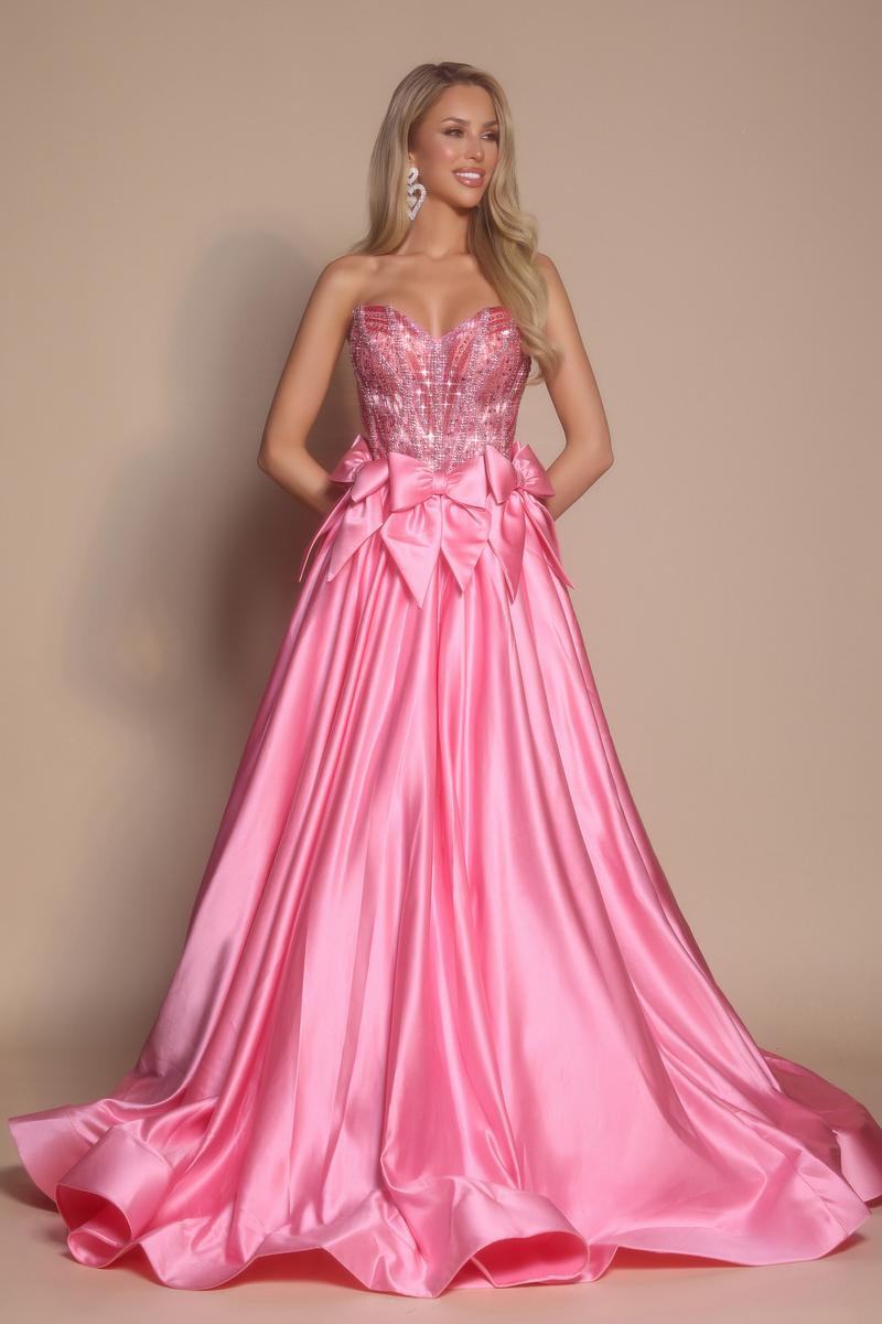 Portia and Scarlett Rhinestone Bow A-line Prom Dress PS26077