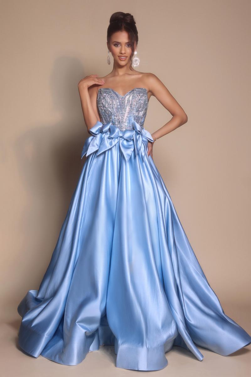 Portia and Scarlett Rhinestone Bow A-line Prom Dress PS26077