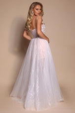 Portia and Scarlett Strapless Corset Prom Dress with Sheer Skirt PS26078