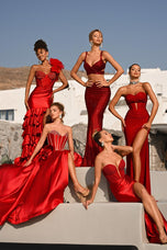 Portia & Scarlett Fitted Illusion Plunge Prom Dress PS26026