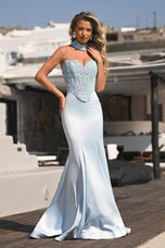 Portia and Scarlett Lace Corset Prom Dress with Choker PS26086