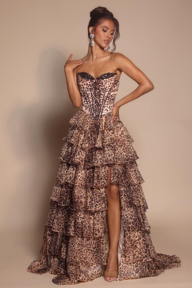 Portia and Scarlett Leopard Print Ballgown Prom Dress PS26098