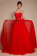 Portia and Scarlett Corset Ballgown Prom Dress with Bows PS26102