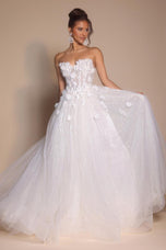 Portia and Scarlett Strapless Glitter Tulle Ballgown Prom Dress PS26137