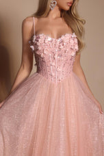Portia and Scarlett 3D Floral Sparkle Tulle Ballgown Prom Dress PS26146